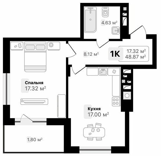 1-кімнатна 48.87 м² в ЖК AUROOM FOREST від 18 000 грн/м², м. Винники