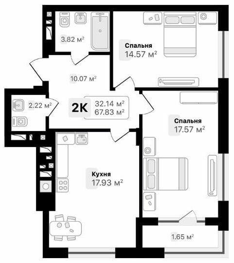 2-кімнатна 67.83 м² в ЖК AUROOM FOREST від 19 850 грн/м², м. Винники