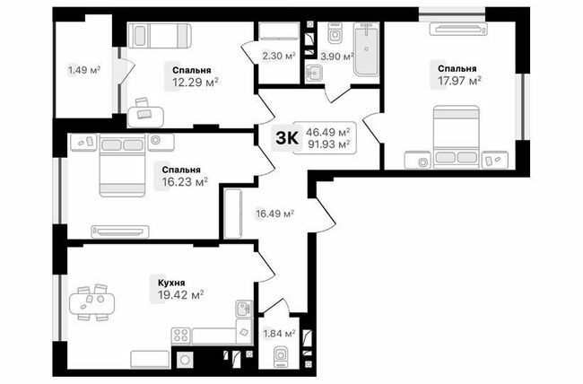 3-кімнатна 91.93 м² в ЖК AUROOM FOREST від 15 400 грн/м², м. Винники