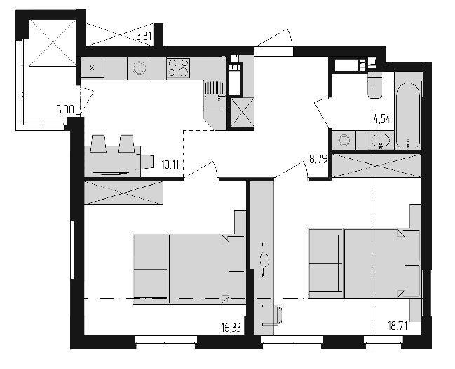 2-комнатная 61.47 м² в ЖК Современный квартал от 30 000 грн/м², Киев