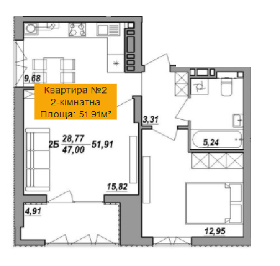 2-кімнатна 51.91 м² в ЖК Адамант від 13 800 грн/м², Тернопіль