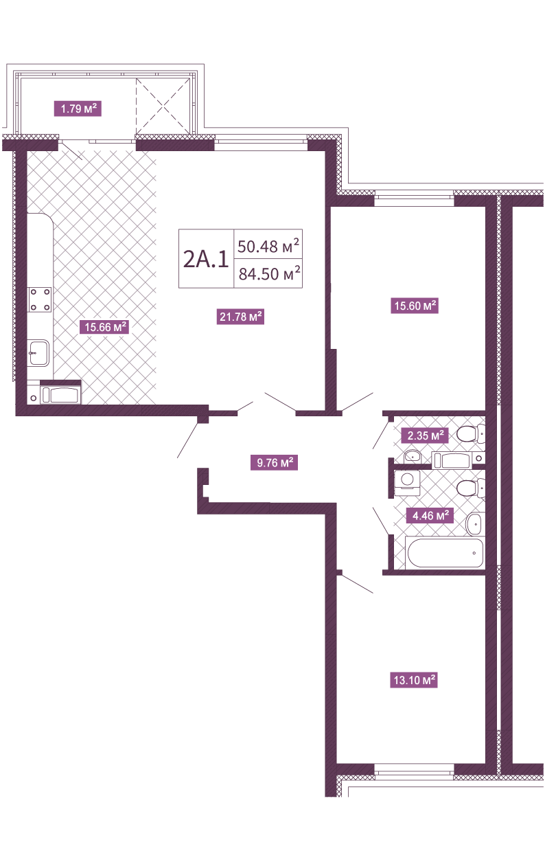 2-комнатная 84.5 м² в ЖК Голосеевский от 52 298 грн/м², Киев