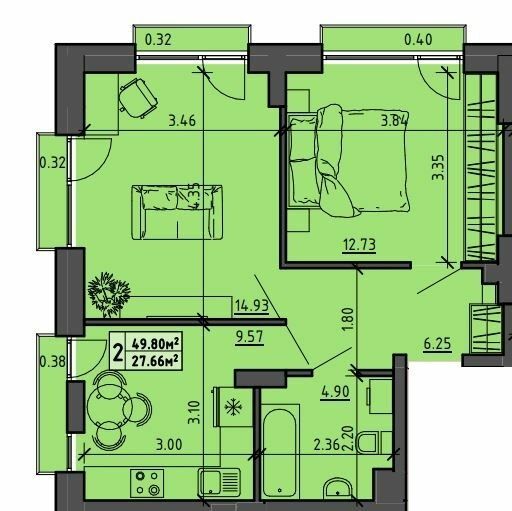 2-кімнатна 49.8 м² в ЖК на вул. Винниченко, 8а від 16 300 грн/м², Тернопіль