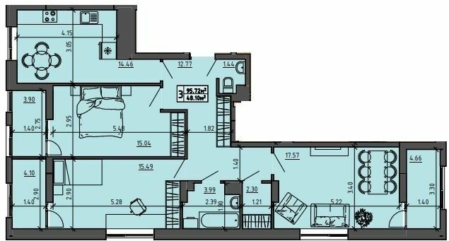 3-кімнатна 95.72 м² в ЖК на вул. Винниченко, 8а від 17 500 грн/м², Тернопіль
