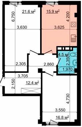 2-комнатная 71.2 м² в ЖК Криптон от 22 000 грн/м², Харьков