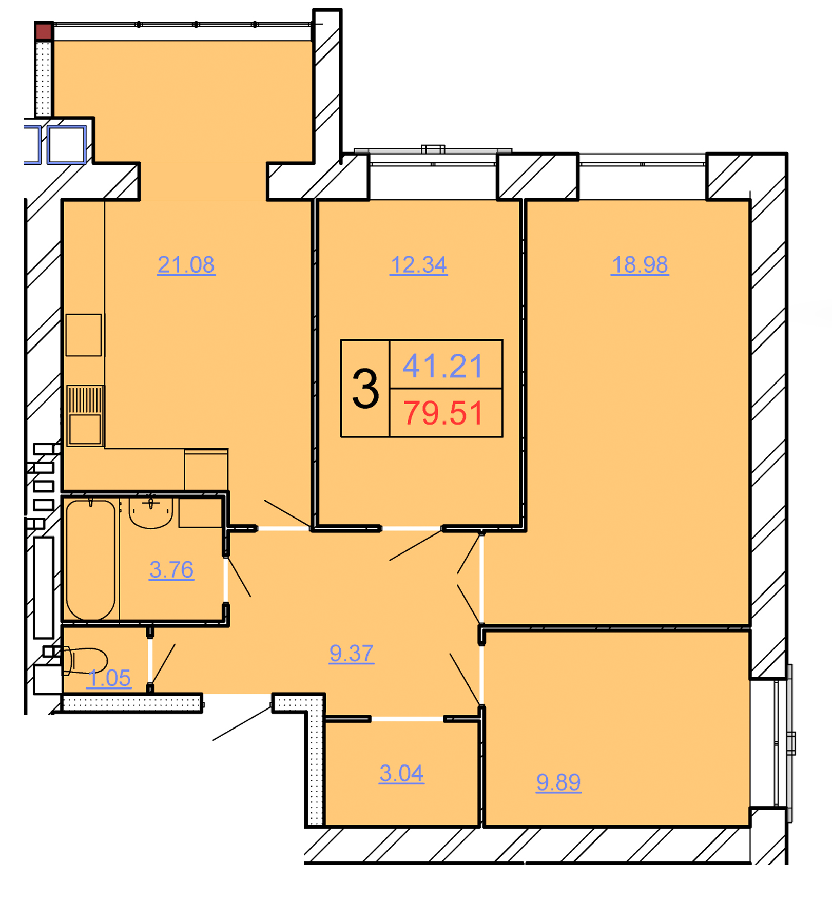 3-комнатная 79.51 м² в ЖК Avila Lux II от 22 000 грн/м², Хмельницкий