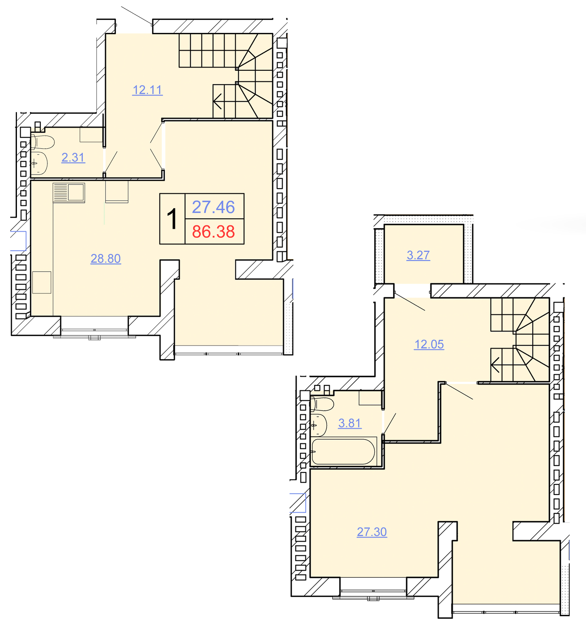 Двухуровневая 86.38 м² в ЖК Avila Lux II от 22 000 грн/м², Хмельницкий