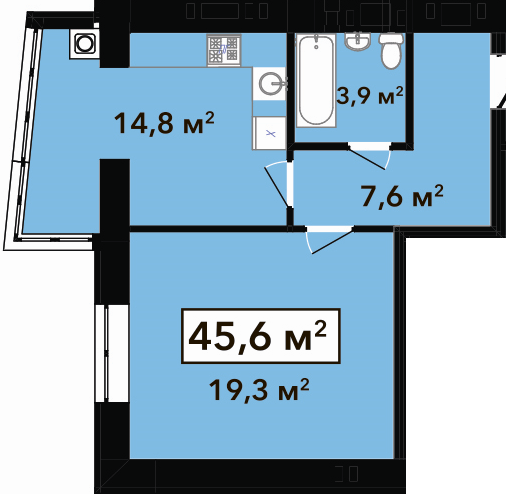 1-комнатная 45.6 м² в ЖК Перлина Проскурова-2 от 15 100 грн/м², Хмельницкий