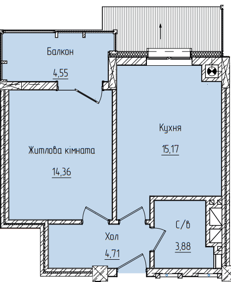 1-комнатная 42.67 м² в ЖК Научный от 19 750 грн/м², Черновцы