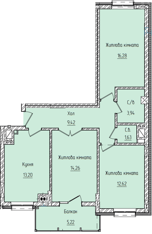 3-комнатная 76.57 м² в ЖК Научный от 22 650 грн/м², Черновцы
