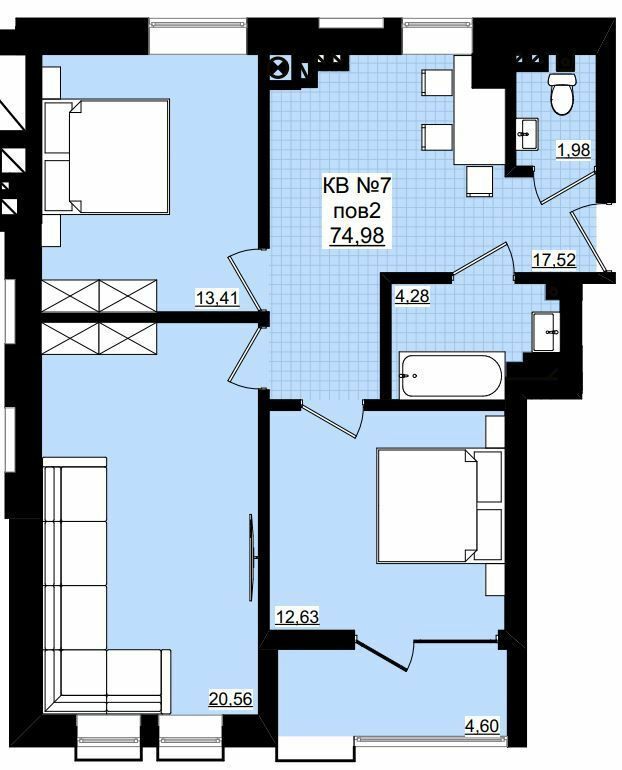 3-кімнатна 74.98 м² в ЖК Фордевінд від 22 350 грн/м², Чернівці