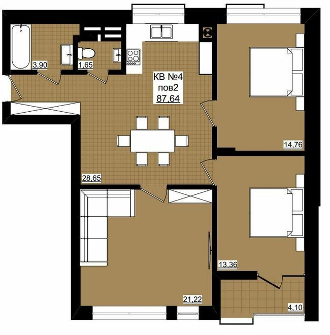 3-кімнатна 87.64 м² в ЖК Фордевінд від 22 650 грн/м², Чернівці
