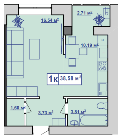 1-комнатная 38.58 м² в ЖК Парковий маєток от 11 000 грн/м², Ивано-Франковск