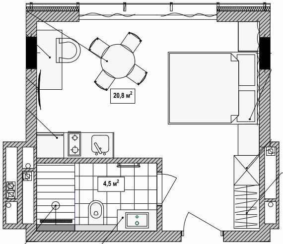 1-кімнатна 25.3 м² в Апарт-комплекс Le Méandre від 51 000 грн/м², с. Поляниця