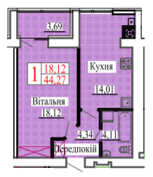 1-комнатная 44.27 м² в ЖК Барселона от 15 700 грн/м², г. Ковель
