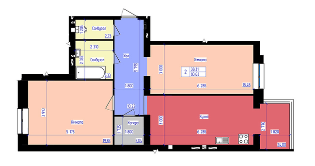 2-кімнатна 83.63 м² в ЖК ForRest від 13 000 грн/м², Луцьк