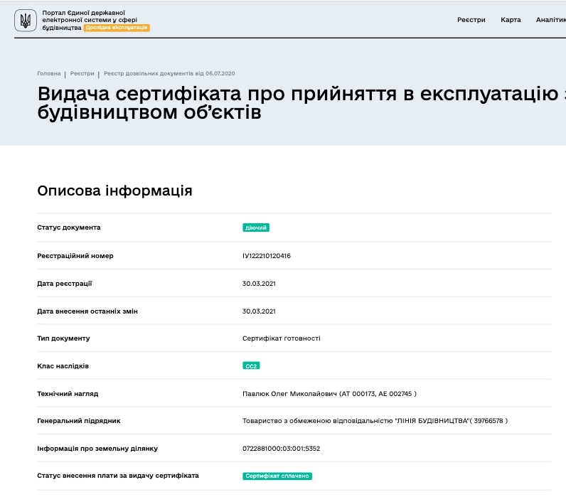 Сертификат о готовности Дом 6, ЖК Симейна фортеця. Щастя
