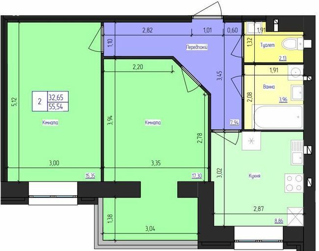 2-комнатная 55.54 м² в ЖК Олимпийский от 16 000 грн/м², Харьков