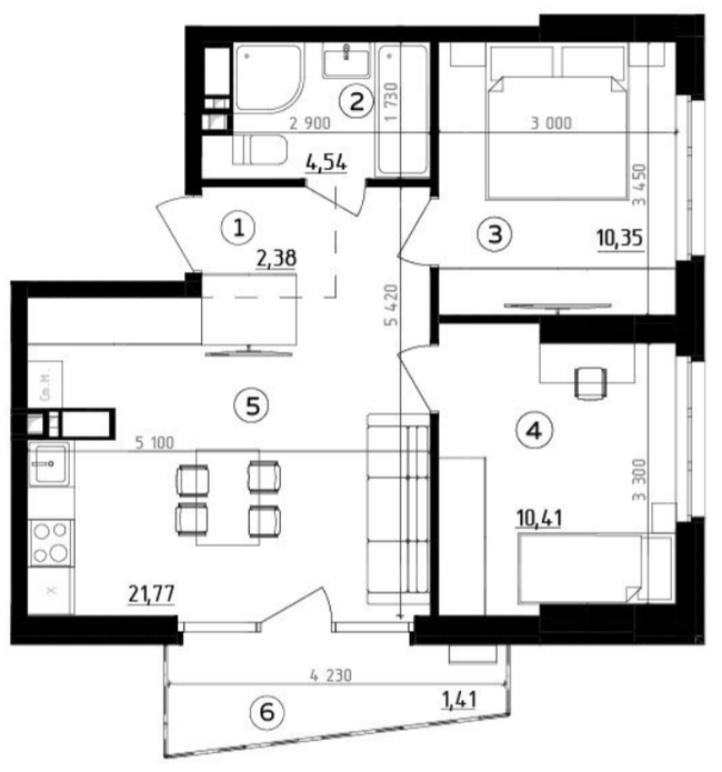 2-кімнатна 51.15 м² в ЖК Be the One від 37 450 грн/м², Київ