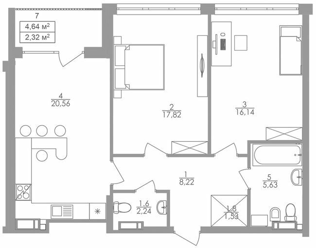 2-комнатная 74.46 м² в ЖК Greenville на Печерске от 58 350 грн/м², Киев