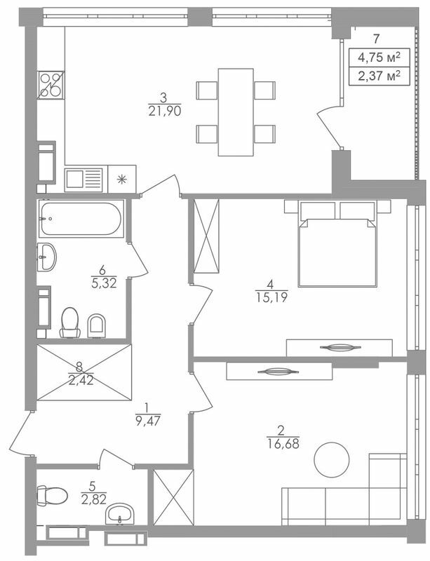 2-комнатная 76.17 м² в ЖК Greenville на Печерске от 58 350 грн/м², Киев