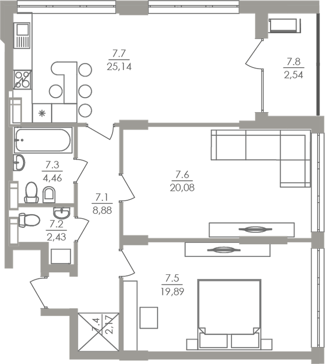 2-комнатная 85.59 м² в ЖК Greenville на Печерске от 68 250 грн/м², Киев