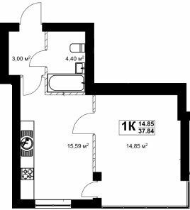 1-комнатная 37.84 м² в ЖК Павленко Холл от 22 500 грн/м², Киев