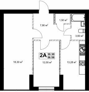 2-комнатная 56.58 м² в ЖК Павленко Холл от 26 000 грн/м², Киев