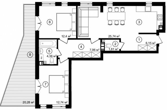 2-кімнатна 77.31 м² в ЖК Struetinsky Residence від 84 250 грн/м², Київ