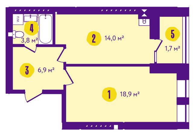 1-кімнатна 47 м² в ЖК Сонячний від 18 500 грн/м², м. Васильків