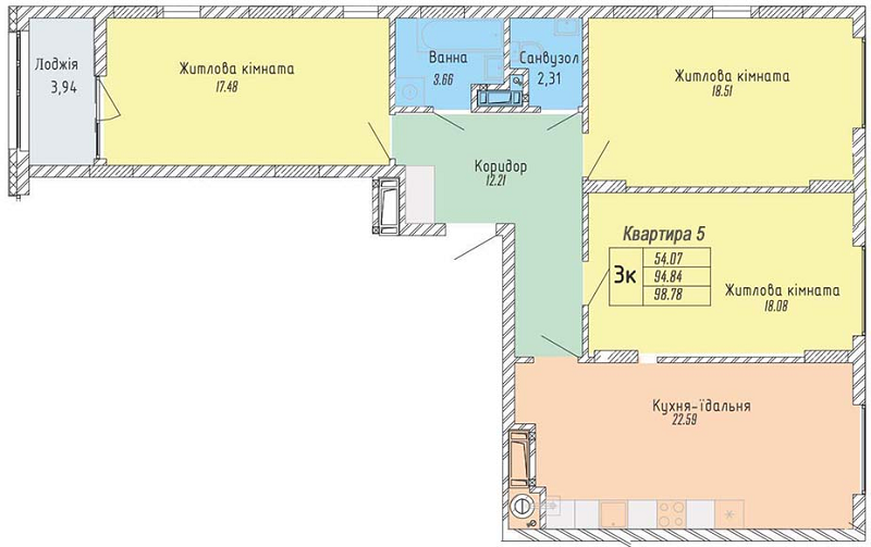 3-кімнатна 98.78 м² в ЖК Стрийська 45. Перша лінія від 25 000 грн/м², Львів