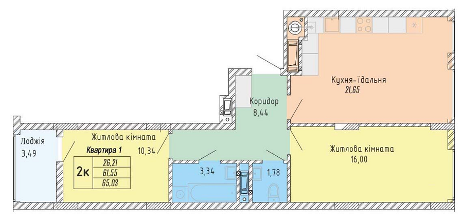 2-кімнатна 65.03 м² в ЖК Стрийська 45. Перша лінія від 23 600 грн/м², Львів