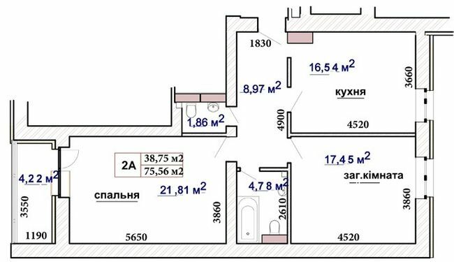 2-кімнатна 75.56 м² в ЖК Чабани 2 від 24 000 грн/м², смт Чабани