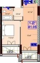 1-кімнатна 41.05 м² в ЖК Sky-2 від 24 350 грн/м², м. Ірпінь