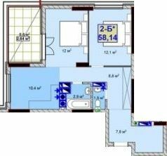 2-кімнатна 58.14 м² в ЖК Sky-2 від 24 350 грн/м², м. Ірпінь