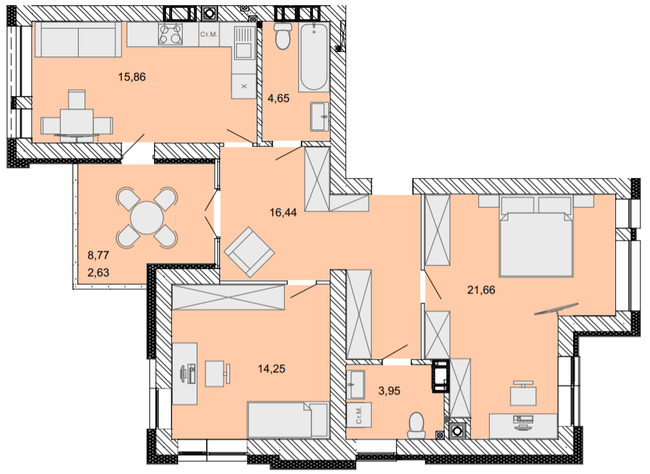 2-кімнатна 79.44 м² в ЖК Найкращий квартал від 26 500 грн/м², м. Ірпінь