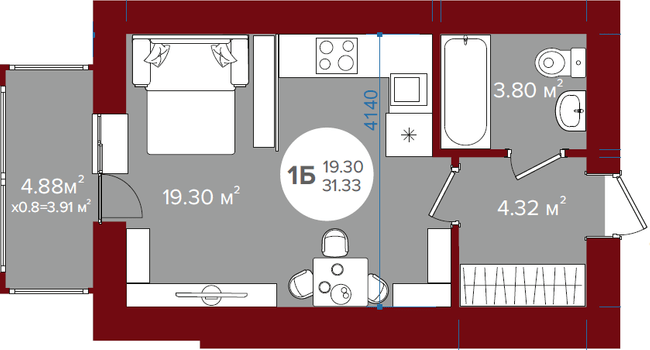1-кімнатна 41.52 м² в ЖК Олімп від 23 250 грн/м², м. Ірпінь