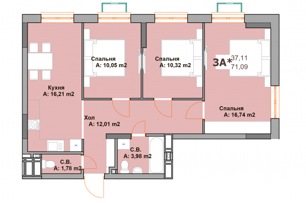 3-кімнатна 71.09 м² в ЖК Vyshgorod Sky від 18 000 грн/м², м. Вишгород