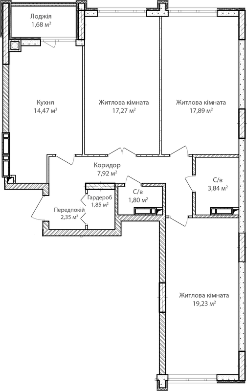 3-кімнатна 88.3 м² в ЖК Синергія Сіті від 18 800 грн/м², м. Ірпінь