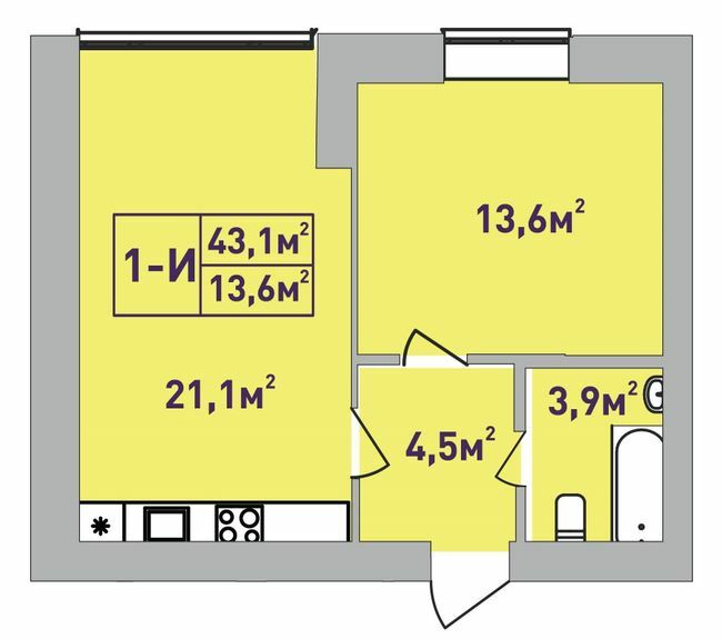 1-кімнатна 43.1 м² в ЖК Центральний-Преміум від 31 650 грн/м², м. Ірпінь