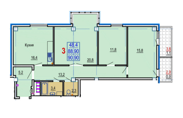 3-кімнатна 90.9 м² в ЖК Gaudi Hall від 17 500 грн/м², Харків