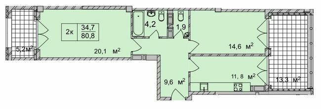 2-комнатная 80.8 м² в ЖК ТИТУЛ Дом на Пушкинской от 41 300 грн/м², Харьков