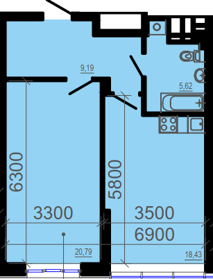 1-комнатная 55.26 м² в ЖК Favorit от 31 600 грн/м², Днепр