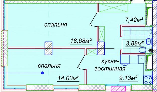 2-кімнатна 54.87 м² в ЖК Миронова від 38 200 грн/м², Дніпро
