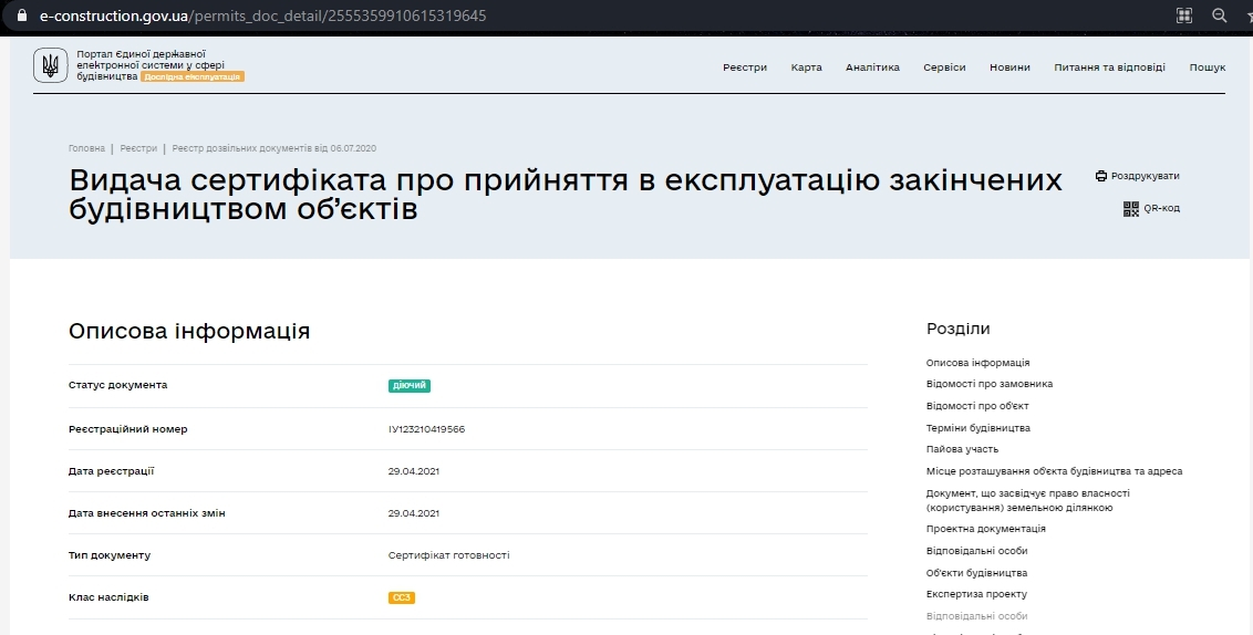 Сертифікат про готовність Дом 6, ЖК Пасічний