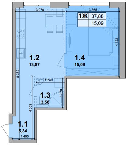 Студія 37.88 м² в ЖК Petrivsky Residence від 16 500 грн/м², с. Святопетрівське