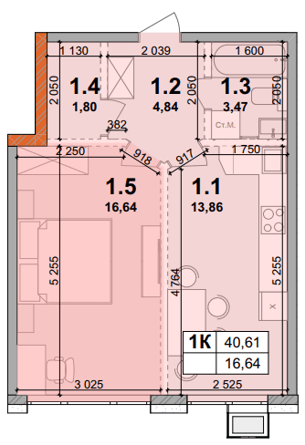 1-кімнатна 40.61 м² в ЖК Petrivsky Residence від 29 000 грн/м², с. Святопетрівське