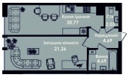1-кімнатна 53.44 м² в ЖК Кокос Авеню від 16 000 грн/м², м. Южне