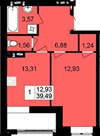 1-кімнатна 39.49 м² в ЖК Одеська Чайка (Сахарова) від 16 700 грн/м², с. Крижанівка