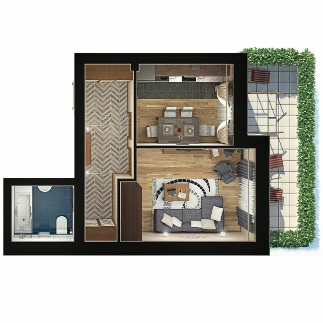 1-кімнатна 41.5 м² в ЖК Парк Фонтанів від 23 300 грн/м², с. Фонтанка